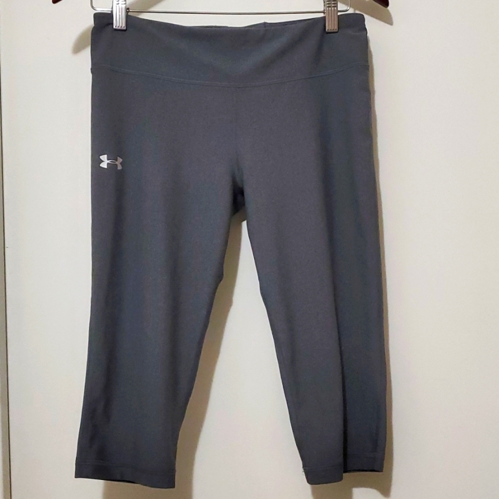 Under Armour Womens Compression HeatGear Below Knee Leggings Gray Sz MD